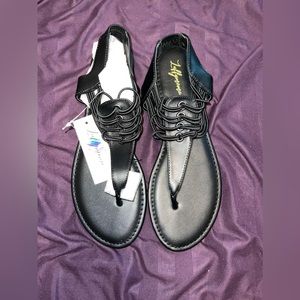 Black corded sandals